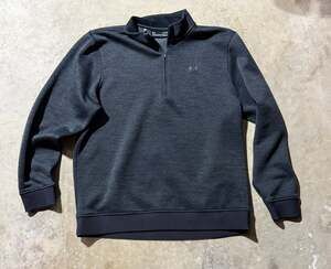 Under Armour ColdGear 1/4 Zip Fleece Pullover Herringbone Pattern Black Size XL